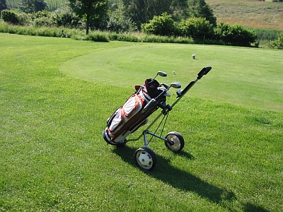 Rasen ohne Unkraut ist auf dem Golfplatz auf dem Grün und dem Vorgrün wichtig
